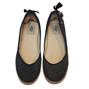 Ugg Women's Indah Espadrilles Flats Black Charcoal Size 6